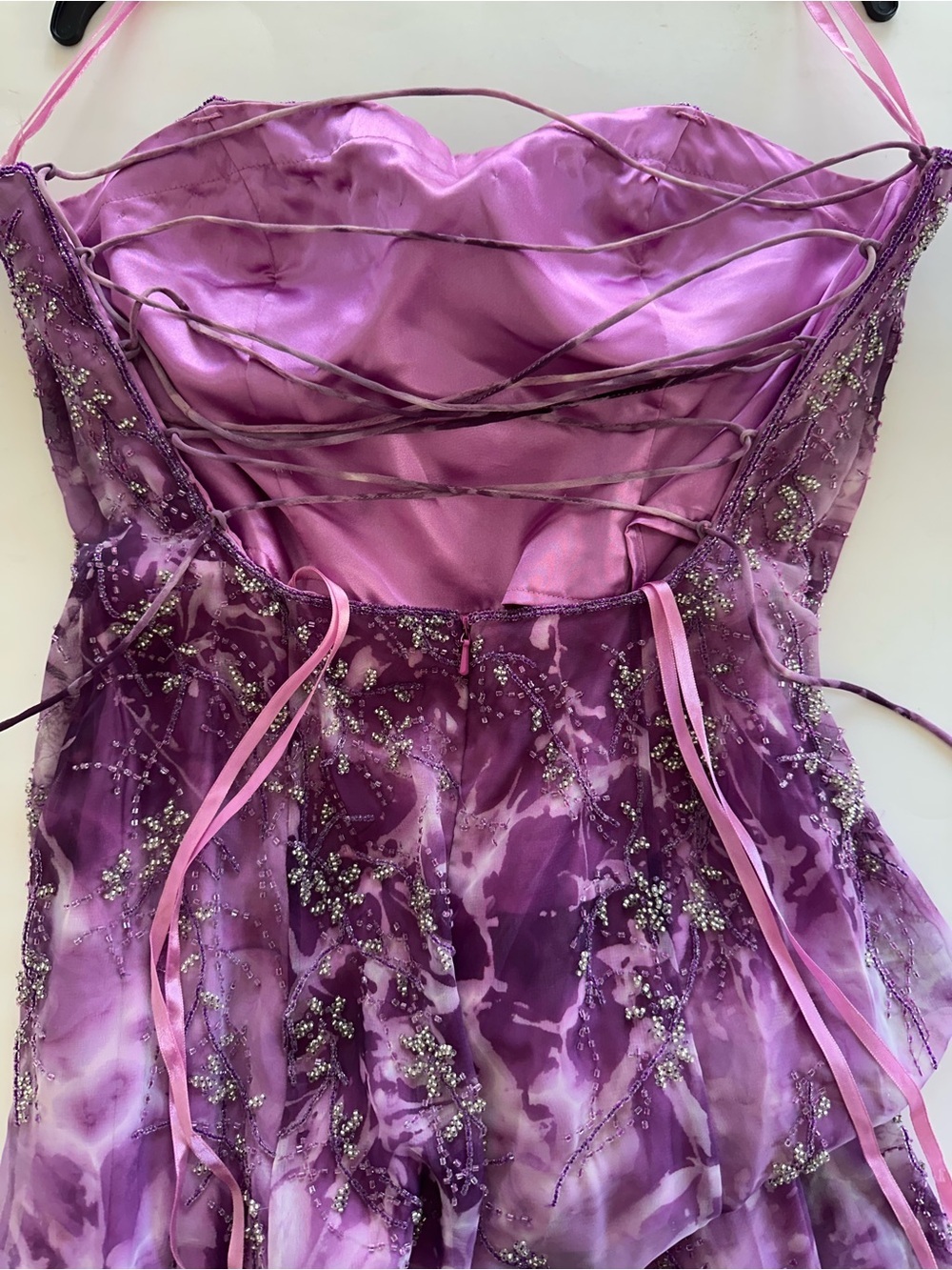 Nadine 2000s Fairy Prom Dress Purple Embellished Beaded Lace Up Back Size XS - Picture 15 of 16